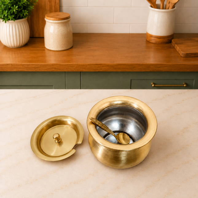 Brass Matt Finish Ghee Pot (3.5 Inch)