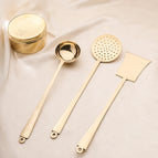 Set Of 3 {Deep Ladle (Chamcha) + Skimmer Ladle (Jhara) + Turner Ladle (Palta)]