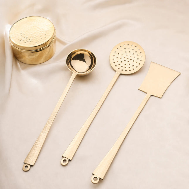 Brass Kitchen Ladles Set  (15.5 Inch)
