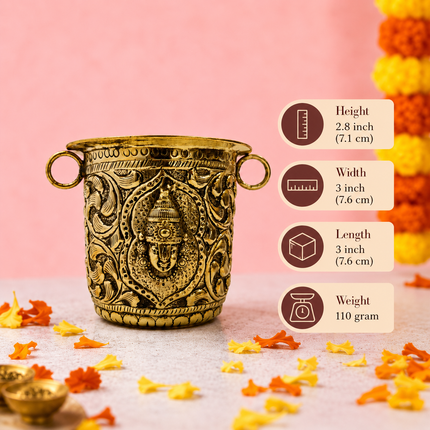 Brass Handcrafted Lakshmi Balaji Gangalam Glass (2.8 Inch)