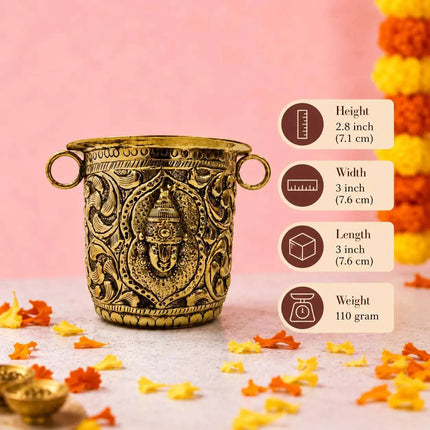 Brass Handcrafted Lakshmi Balaji Gangalam Glass (2.8 Inch)