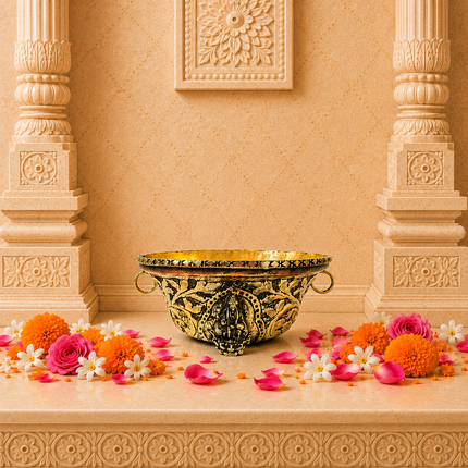 Brass Ashtalakshmi & Balaji Lakshmi Decorative Bowl