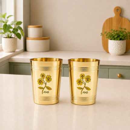 Brass Handcrafted Glass Pair