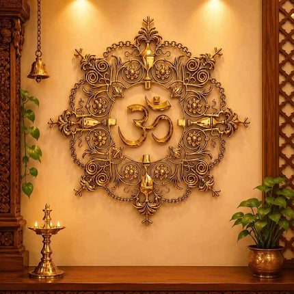 Brass Om Mandala / Kalakruti Wall Hanging (36 Inch)