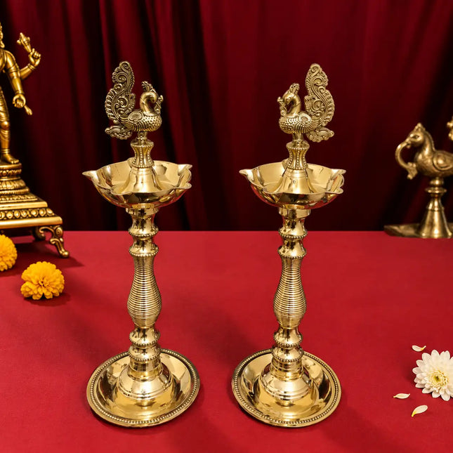 Brass Dana Peacock Samai Lamp Pair