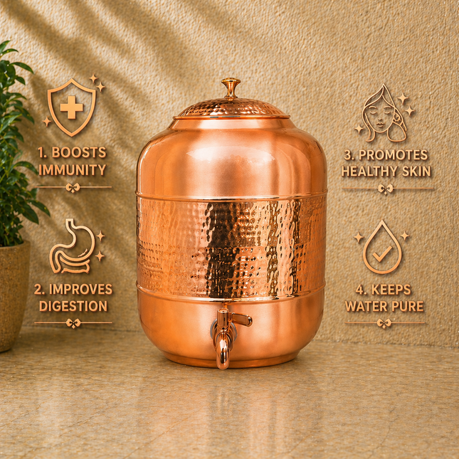 Copper Half Hammered Water Dispenser