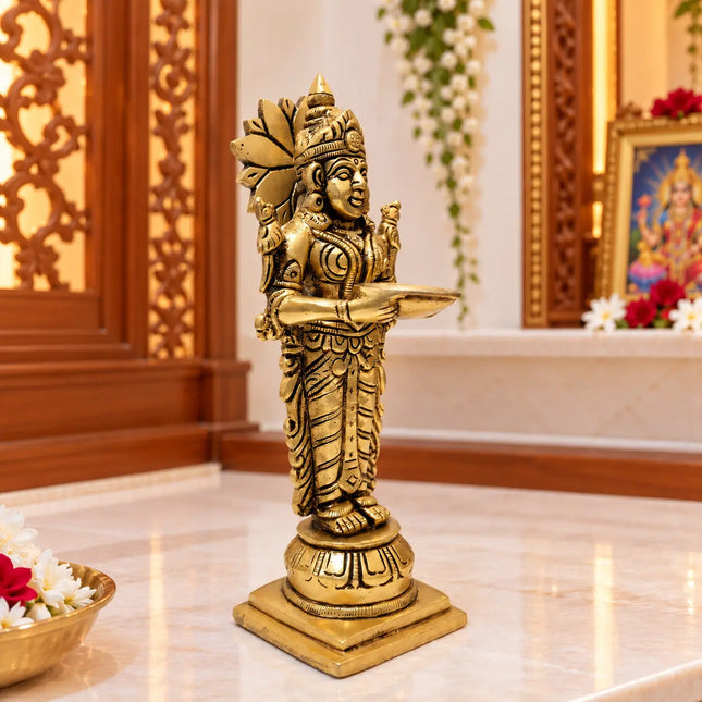 Brass Standing Deep Lakshmi Pair (8 Inch)