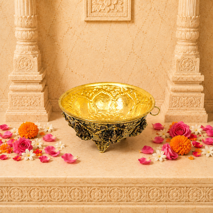 Brass Ashtalakshmi & Balaji Lakshmi Decorative Bowl