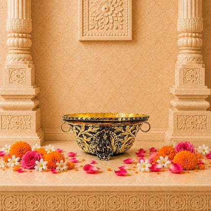 Brass Ashtalakshmi & Balaji Lakshmi Decorative Bowl
