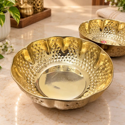 Brass Hammered Urli Bowl (Set of 3)