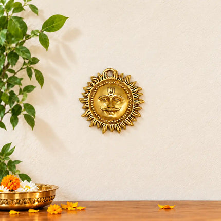 Brass Sun Face Wall Hanging (5.8 Inch)