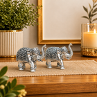 Brass Silver Lightweight Elephant Lightweight Statue Pair (1.8 Inch)