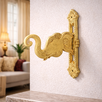 Brass Elephant Wall Mount Bracket (11 Inch)