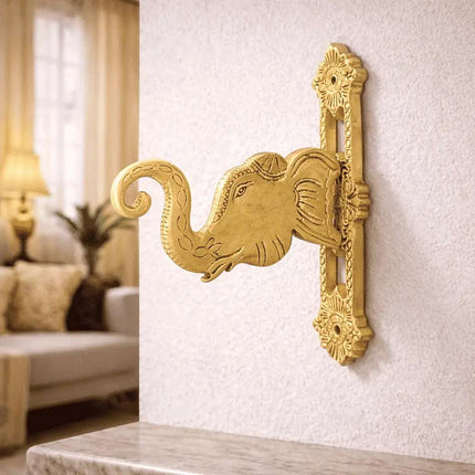 Brass Elephant Wall Mount Bracket (11 Inch)