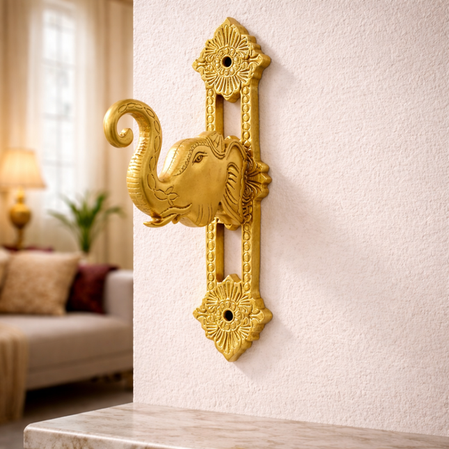 Brass Elephant Wall Mount Bracket (11 Inch)