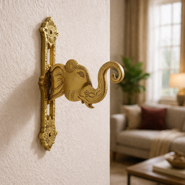 Brass Elephant Wall Mount Bracket (11 Inch)