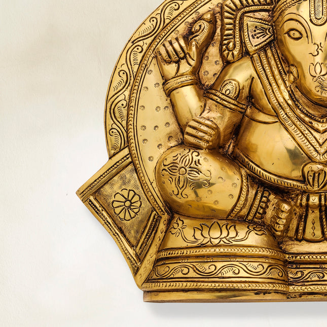 Brass Coconut Ganesha Wall Hanging (11.5 Inch)