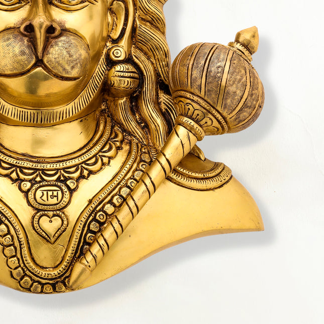 Brass Hanuman Wall Hanging (14 Inch)