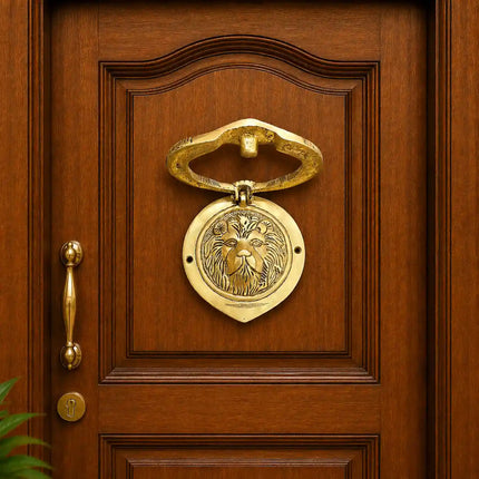 Brass Lion Face Door Knocker