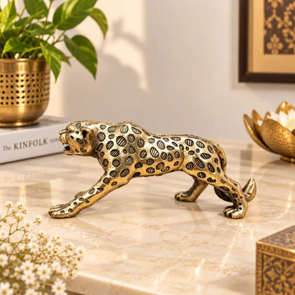 Brass Lightweight Roaring leopard Statue