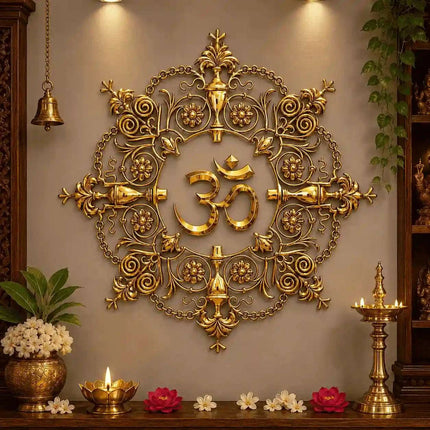 Brass Om Mandala / Kalakruti Wall Hanging (36 Inch)