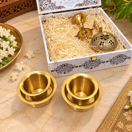 Brass Davara Set, Dhoop Dani And Samai Gift/Corporate Hamper
