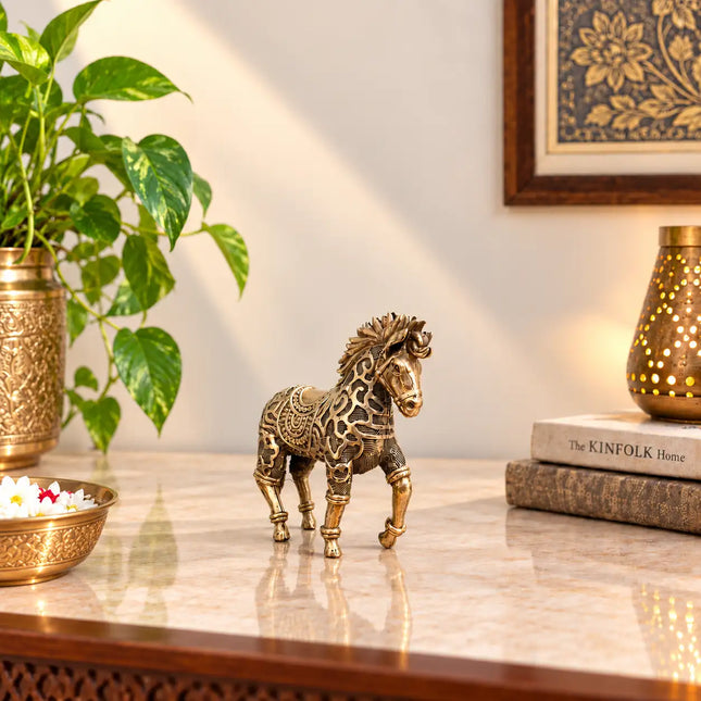 Brass Lightweight Horse Statue (4 Inch)