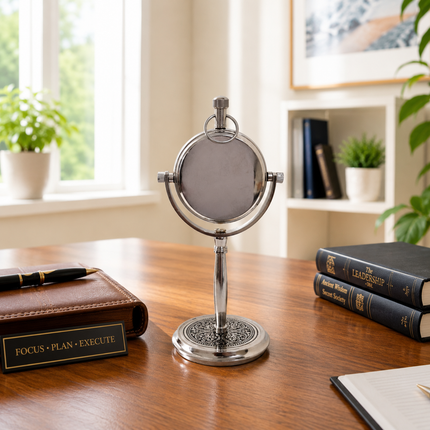 Brass Table Clock With Compass (5.5 Inch)
