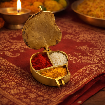 Brass Ganesha Sindoor/Chopda box (1.5 Inch)