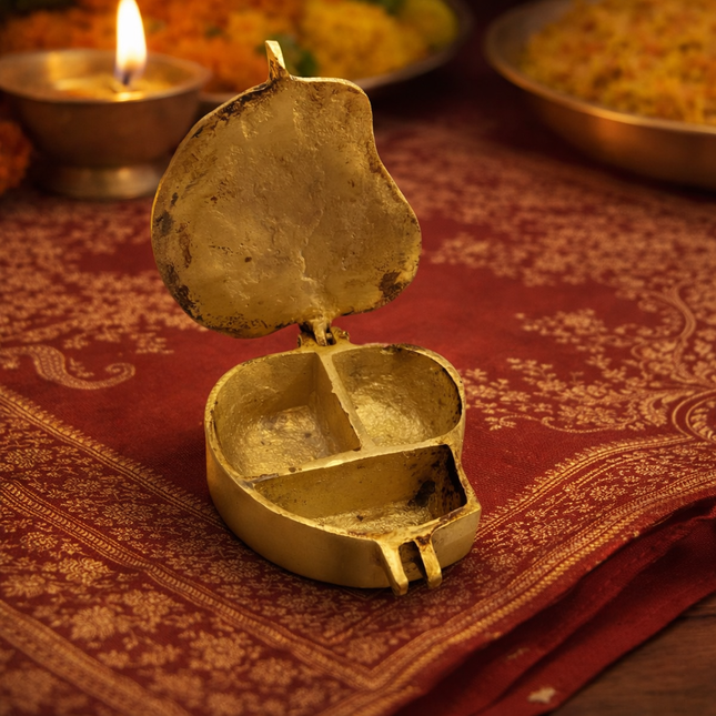 Brass Ganesha Sindoor/Chopda box (1.5 Inch)