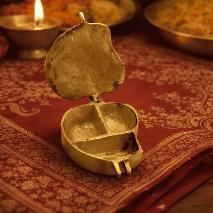 Brass Ganesha Sindoor/Chopda box (1.5 Inch)