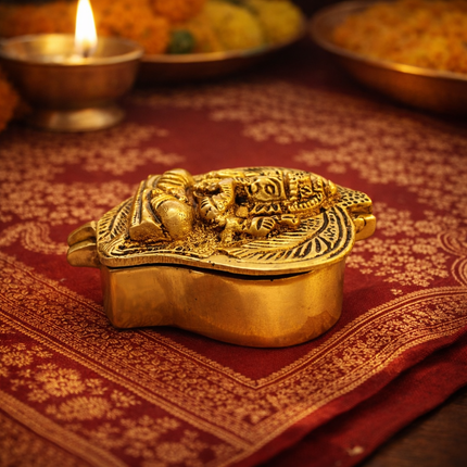 Brass Ganesha Sindoor/Chopda box (1.5 Inch)