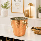 Copper And Steel Hammered Ice Bucket With Handle (6 inch)
