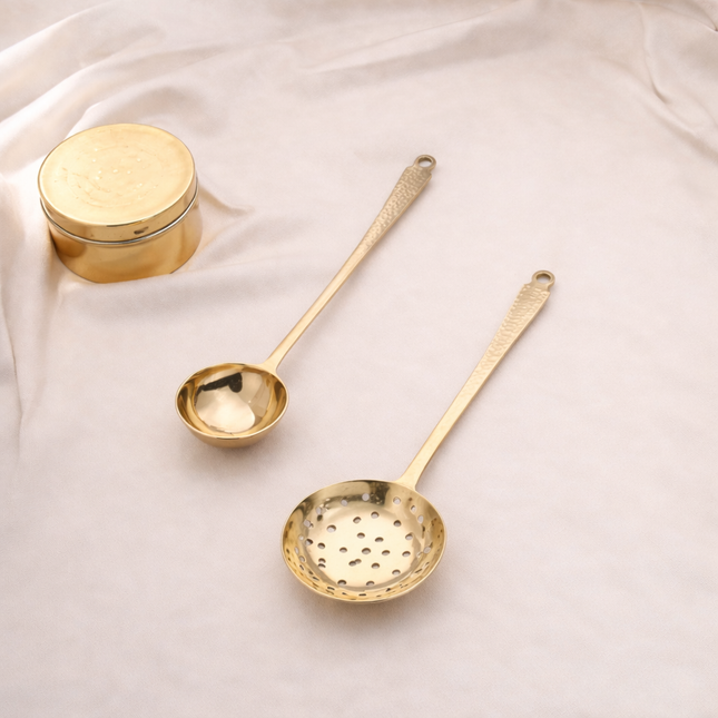 Brass Kitchen Ladles Set Of Two (15.5 Inch)