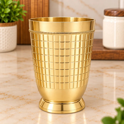 Brass Brick Design Glass Pair (3.9 Inch)