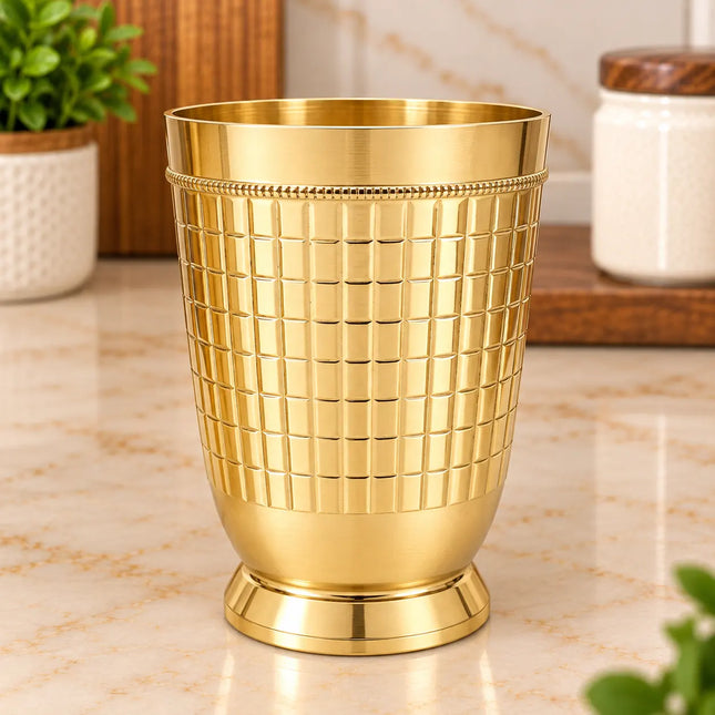 Brass Brick Design Glass Pair (3.9 Inch)