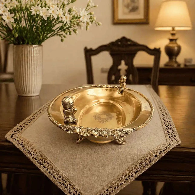 Brass Oval Handcrafted Tray / Platter (12.8 Inch)