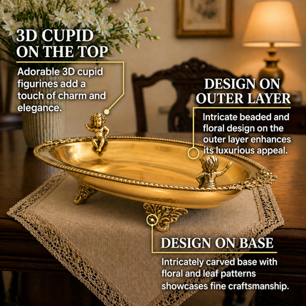 Brass Oval Handcrafted Tray / Platter (12.8 Inch)