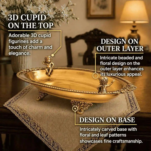 Brass Oval Handcrafted Tray / Platter (12.8 Inch)