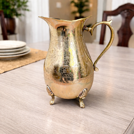 Brass Handcrafted Water Jug With Legs (8.5 Inch)