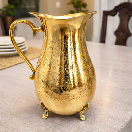 Brass Handcrafted Water Jug With Legs (8.5 Inch)