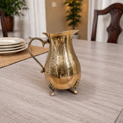 Brass Handcrafted Water Jug With Legs (8.5 Inch)