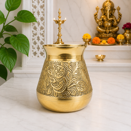 Brass Handcrafted Royal leaf Pooja Kalash