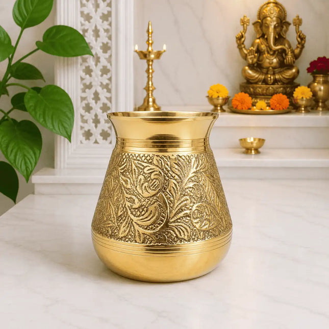 Brass Handcrafted Royal leaf Pooja Kalash