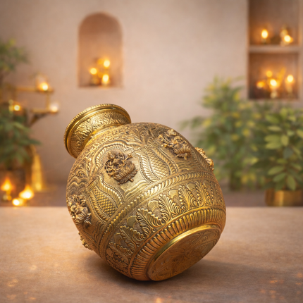 Brass Ashtalakshmi Kodam / Kalash (14 Inch)