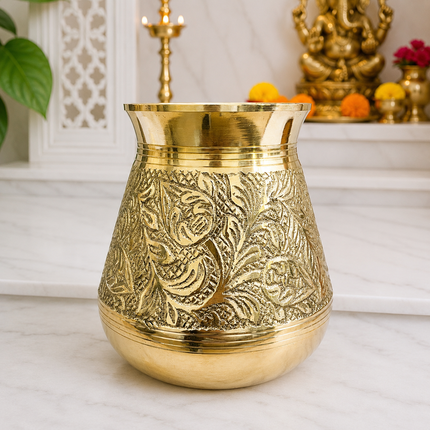 Brass Handcrafted Royal leaf Pooja Kalash