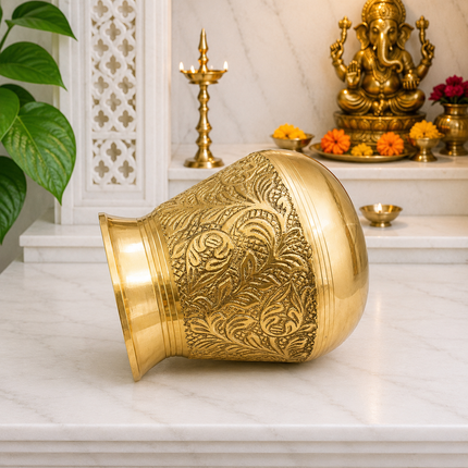 Brass Handcrafted Royal leaf Pooja Kalash