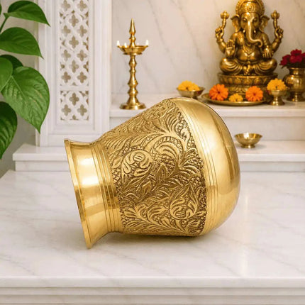 Brass Handcrafted Royal leaf Pooja Kalash