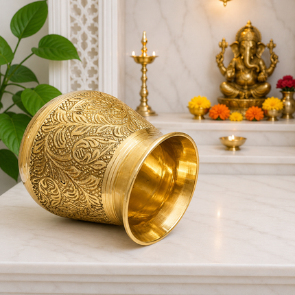 Brass Handcrafted Royal leaf Pooja Kalash