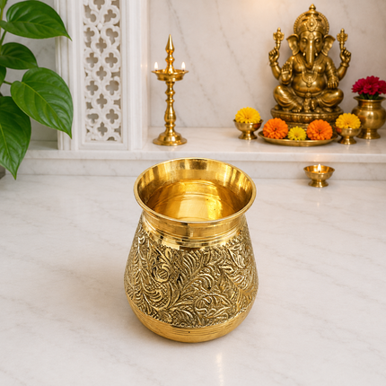 Brass Handcrafted Royal leaf Pooja Kalash